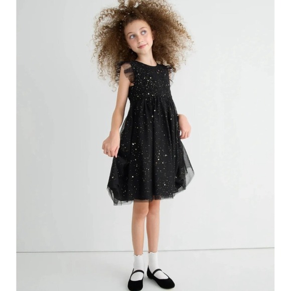 NWT Crew Cuts Girls Sz 10 Black Star flutter-sleeve dress Crewcuts - Picture 7 of 7